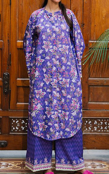 Zellbury Blueberry Khaddar Suit (2 Pcs) | Pakistani Winter Dresses in USA- Image 1