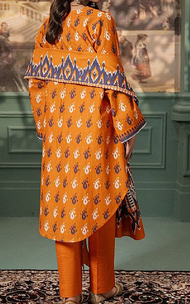 Zellbury Bright Orange Khaddar Suit (2 Pcs) | Pakistani Winter Dresses in USA- Image 2