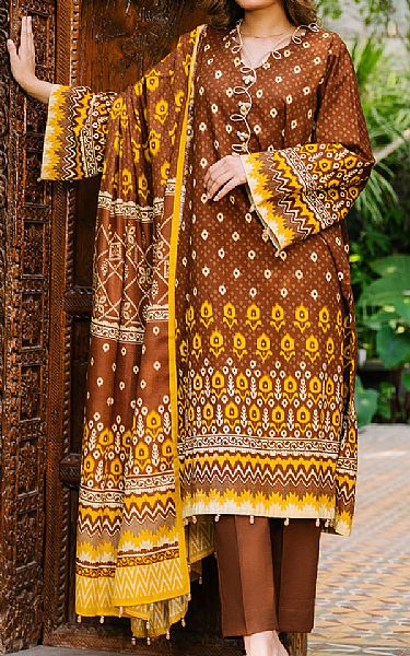 Zellbury Brown Khaddar Suit | Pakistani Winter Dresses in USA- Image 1