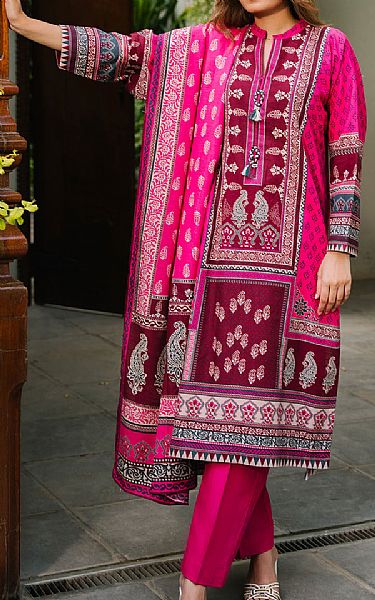 Zellbury Hot Pink Khaddar Suit | Pakistani Winter Dresses in USA- Image 1