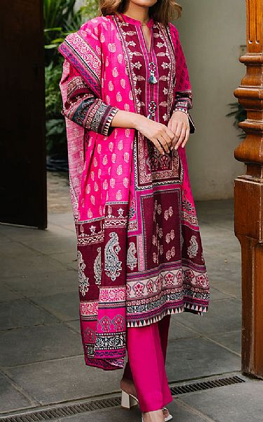 Zellbury Hot Pink Khaddar Suit | Pakistani Winter Dresses in USA- Image 2
