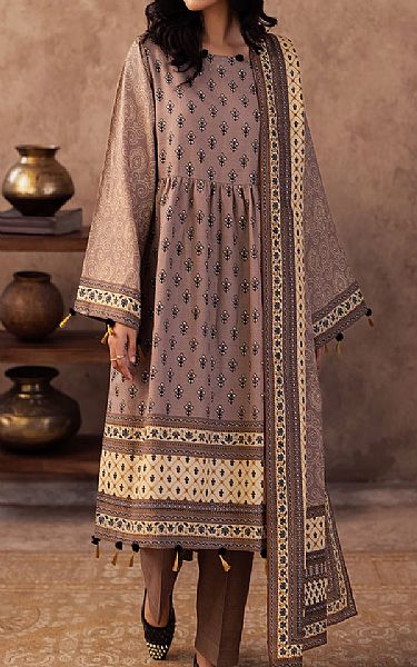 Zellbury Taupe Khaddar Suit | Pakistani Winter Dresses in USA- Image 1