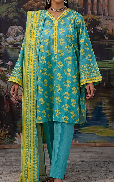 Zellbury Dark Turquoise Khaddar Suit | Pakistani Winter Dresses in USA- Image 1