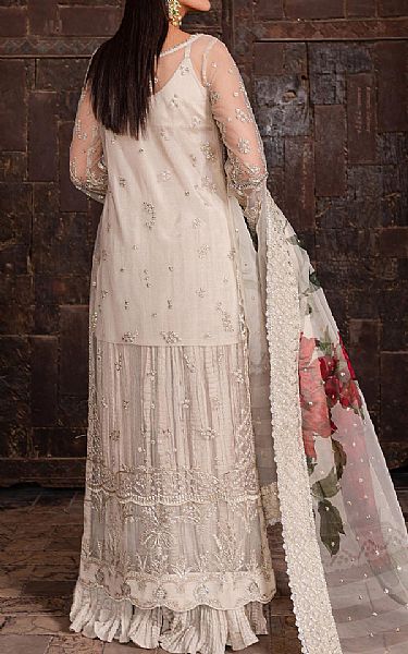 Zoya Fatima Off-white Net Suit | Pakistani Embroidered Chiffon Dresses- Image 2