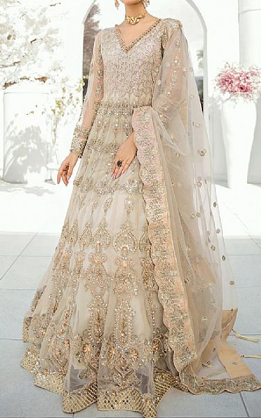 Ash White Net Suit | Akbar Aslam Pakistani Chiffon Dresses