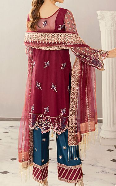 Akbar Aslam Crimson Net Suit | Pakistani Dresses in USA- Image 2