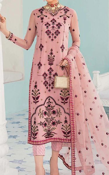 Tea Rose Organza Suit | Akbar Aslam Pakistani Chiffon Dresses