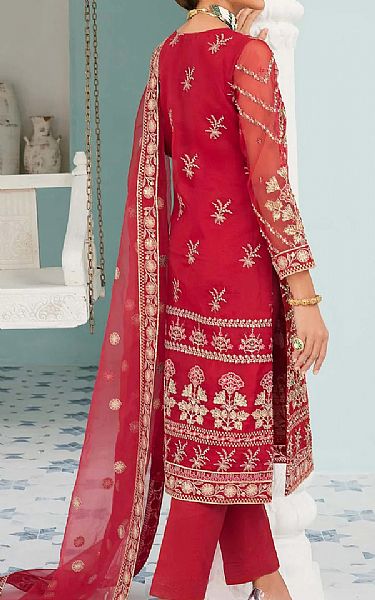 Akbar Aslam Scarlet Organza Suit | Pakistani Embroidered Chiffon Dresses USA- Image 2