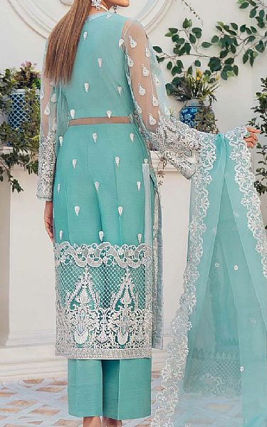 Akbar Aslam Light Turquoise Net Suit | Pakistani Dresses in USA- Image 2