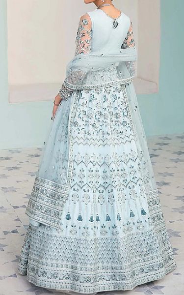 Akbar Aslam Sky Blue Net Suit | Pakistani Dresses in USA- Image 2