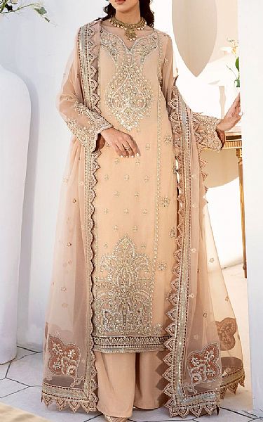 Akbar Aslam Ivory Organza Suit | Pakistani Embroidered Chiffon Dresses- Image 1