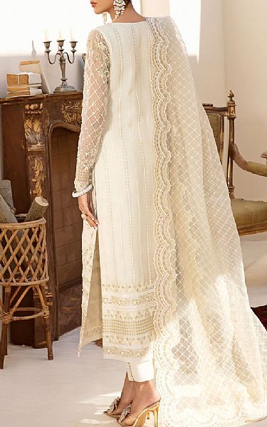 Akbar Aslam Off White Organza Suit | Pakistani Embroidered Chiffon Dresses- Image 2