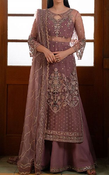 Ayzel Tea Pink Poly Net Suit | Pakistani Embroidered Chiffon Dresses USA- Image 1
