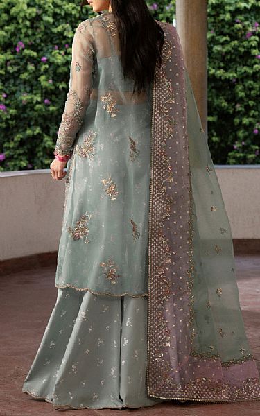 Ayzel Light Turquoise Organza Suit | Pakistani Embroidered Chiffon Dresses USA- Image 2