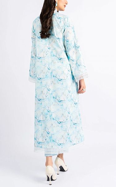 Bareeze Blue/Off White Cambric Suit | Pakistani Winter Dresses in USA- Image 2