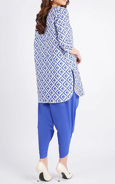 Bareeze Blue/Off White Cambric Suit | Pakistani Winter Dresses in USA- Image 2