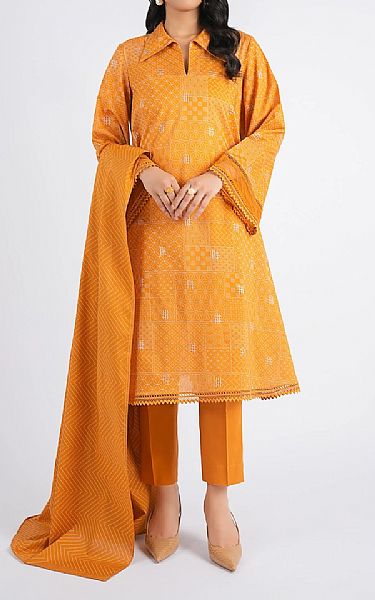 Bareeze Orange Cambric Suit | Pakistani Winter Dresses in USA- Image 1