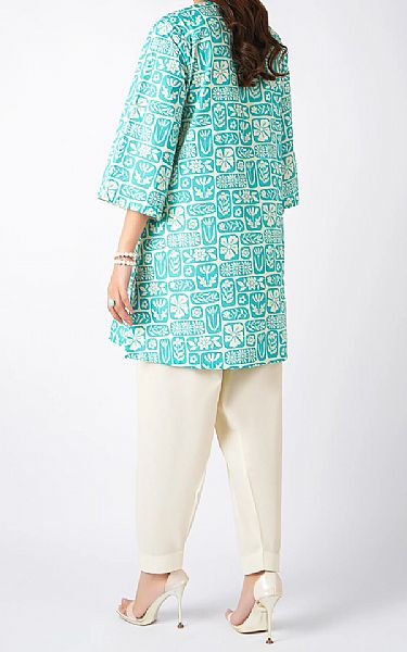 Bareeze Aqua/Off White Cambric Suit | Pakistani Winter Dresses in USA- Image 2