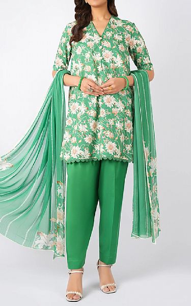 Bareeze Emerald Green Cambric Suit | Pakistani Winter Dresses in USA- Image 1