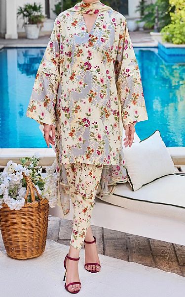 Bareeze Cream Cambric Suit | Pakistani Winter Dresses in USA- Image 1