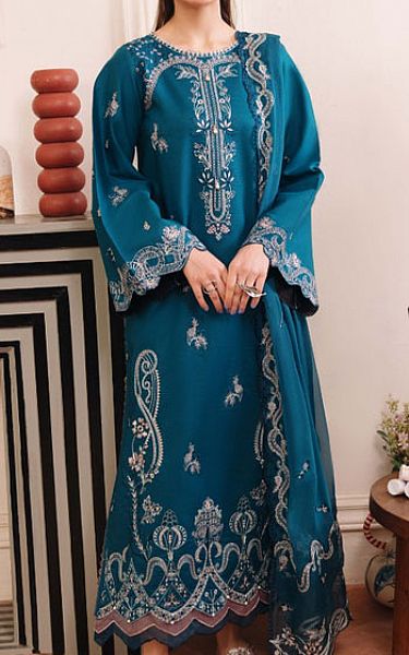 Humdum Denim Blue Lawn Suit | Pakistani Lawn Dress in USA- Image 1