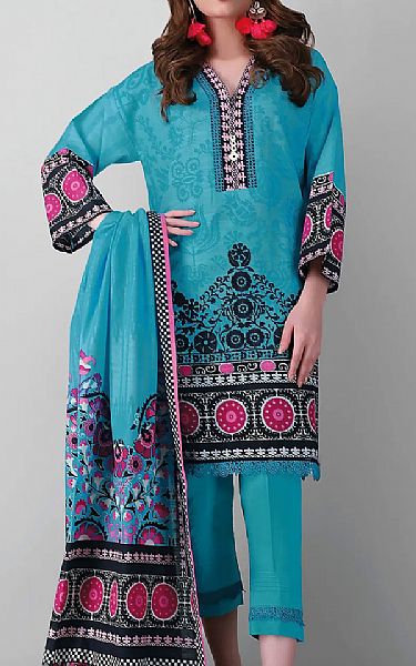 Khaadi Turquoise Khaddar Suit | Pakistani Dresses in USA- Image 1