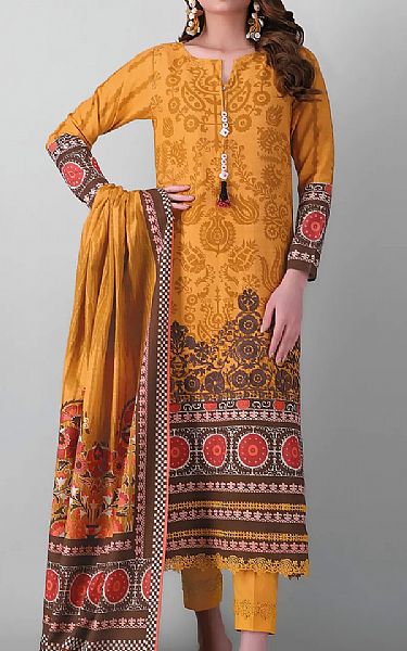 Khaadi Mustard Khaddar Suit | Pakistani Dresses in USA- Image 1