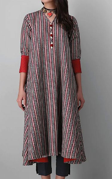 Khaadi Black/Red Khaddar Suit (2 Pcs) | Pakistani Dresses in USA- Image 1