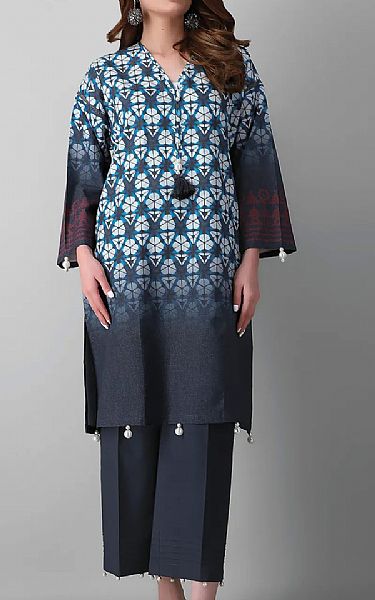 Khaadi Blue Viscose Suit (2 Pcs) | Pakistani Dresses in USA- Image 1