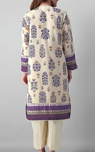 Khaadi Off-white/Plum Viscose Suit (2 Pcs) | Pakistani Dresses in USA- Image 2