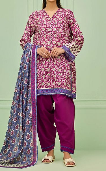 Orient Raspberry Rose/Off White Lawn Suit | Pakistani Lawn Dress in USA- Image 1