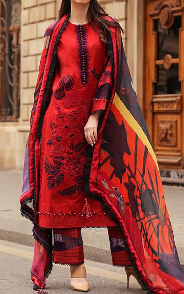 Rungrez Red Lawn Suit | Pakistani Lawn Suits- Image 1