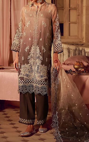 Sahar Mauve Organza Suit | Pakistani Embroidered Chiffon Dresses USA- Image 2