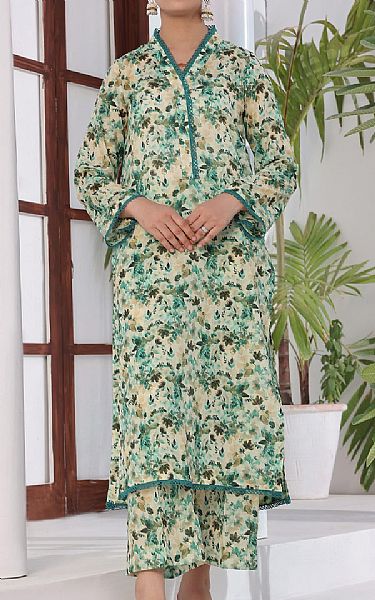 Vs Textile Teal/Ivory Lawn Suit (2 pcs) | Pakistani Lawn Dress in USA- Image 1