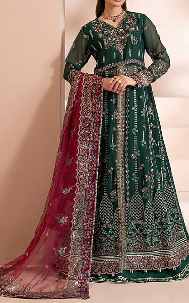 Xenia Gable Green Chiffon Suit | Pakistani Embroidered Chiffon Dresses USA- Image 1