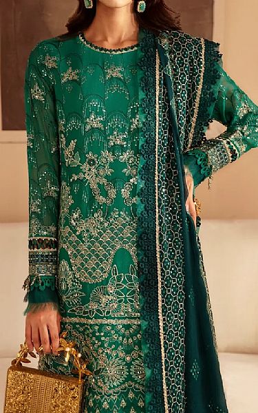Xenia Teal Chiffon Suit | Pakistani Embroidered Chiffon Dresses USA- Image 3