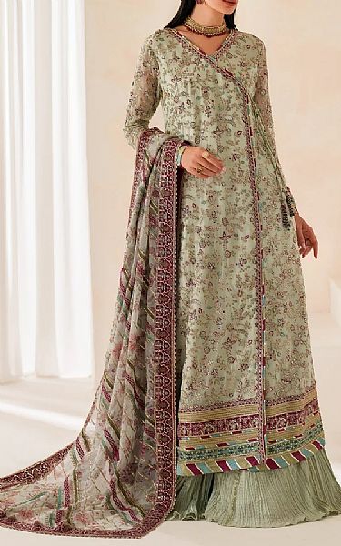 Xenia Pastel Grey Chiffon Suit | Pakistani Embroidered Chiffon Dresses USA- Image 1