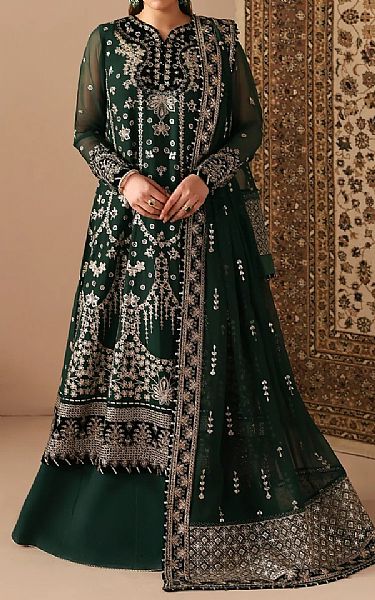 Xenia Timber Green Chiffon Suit | Pakistani Embroidered Chiffon Dresses USA- Image 1