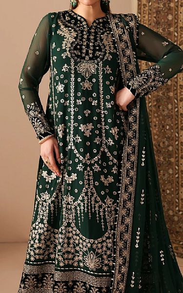 Xenia Timber Green Chiffon Suit | Pakistani Embroidered Chiffon Dresses USA- Image 3
