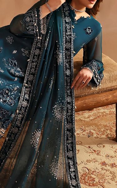 Xenia Blue Zodiac Chiffon Suit | Pakistani Embroidered Chiffon Dresses USA- Image 2