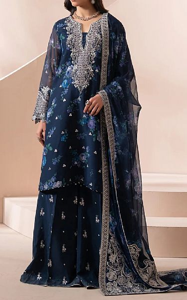 Xenia Navy Blue Chiffon Suit | Pakistani Embroidered Chiffon Dresses USA- Image 1