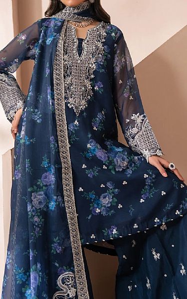 Xenia Navy Blue Chiffon Suit | Pakistani Embroidered Chiffon Dresses USA- Image 2