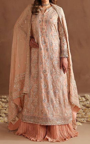 Xenia Peach Chiffon Suit | Pakistani Embroidered Chiffon Dresses USA- Image 1