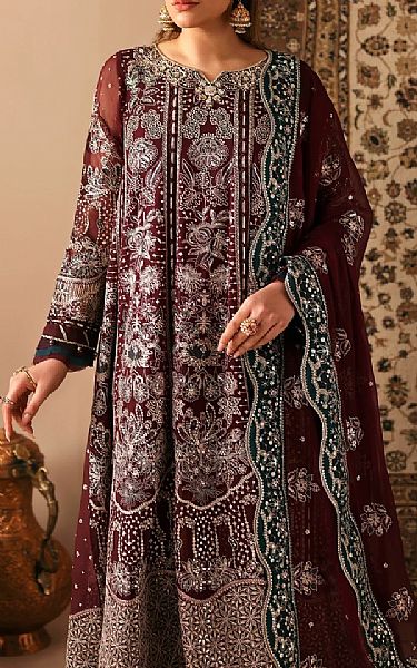 Xenia Wine Chiffon Suit | Pakistani Embroidered Chiffon Dresses USA- Image 3