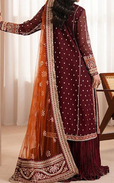 Xenia Wine Red Chiffon Suit | Pakistani Embroidered Chiffon Dresses USA- Image 2