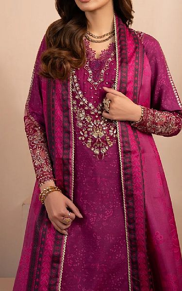 Xenia Dark Raspberry Raw Silk Suit | Pakistani Embroidered Chiffon Dresses USA- Image 2