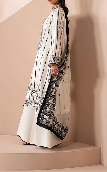 Xenia White Raw Silk Suit | Pakistani Embroidered Chiffon Dresses USA- Image 2
