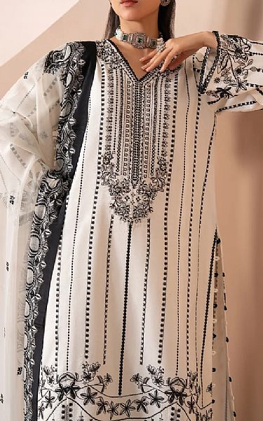 Xenia White Raw Silk Suit | Pakistani Embroidered Chiffon Dresses USA- Image 3