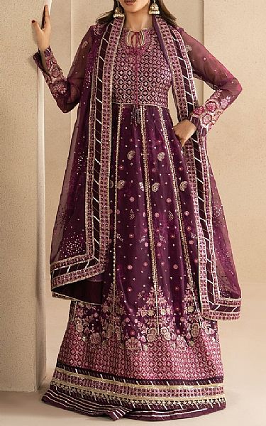 Xenia Plum Chiffon Suit | Pakistani Embroidered Chiffon Dresses USA- Image 2