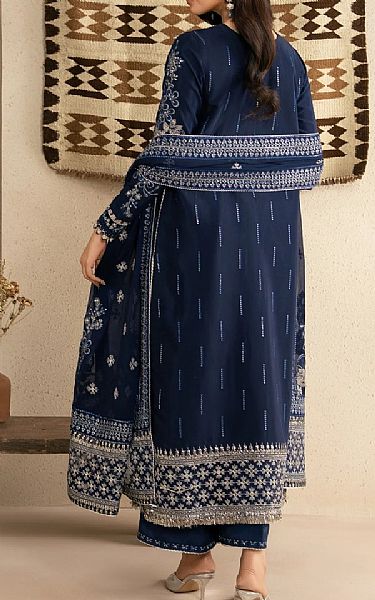 Xenia Navy Blue Raw Silk Suit | Pakistani Embroidered Chiffon Dresses USA- Image 2